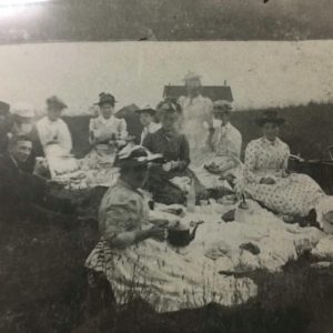 Can't know for sure who is in this shot but I think Miss Blandford, Miss Duder, and Miss Ross are good guesses. The photographer could be Otis Boyden.