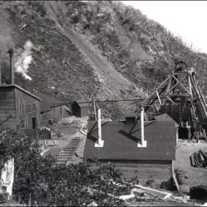 Often credit as Tilt Cove, I believe this to be an 1890 shot of Seary (or Sirius) shaft. The first shaft sunk in Little Bay